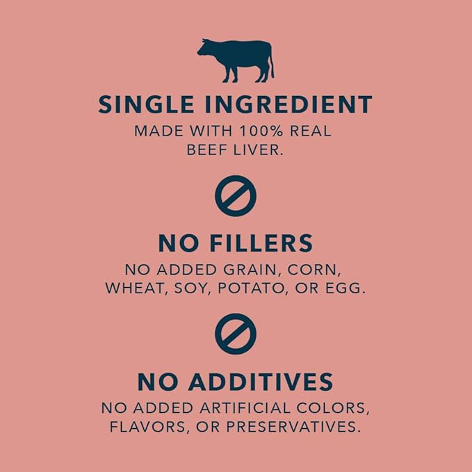 Amazon Brand - Wag Freeze-Dried Raw Single Ingredient Dog Treats, Beef Liver, High Protein, Health Training Treats or Meal Topper for all Dogs, Grain-Free, 3.3 Ounce (Pack of 1)