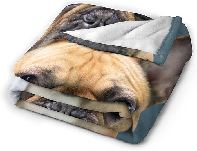 Funnylife Custom Pet Portrait Blankets 60" x 80" Personalized Dog Photo Blanket for Dog Dad & Mom Gifts for Pet Owner