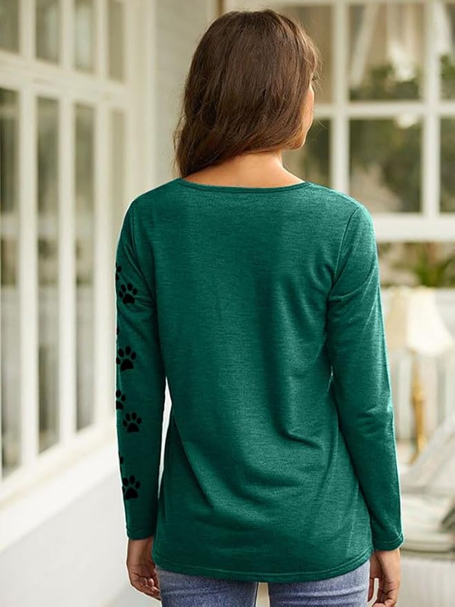 JINTING Cat Shirts for Women - Loose Fit Lightweight Long Sleeve Graphic Tee Fall Printed Crewneck Blouse Casual Tops