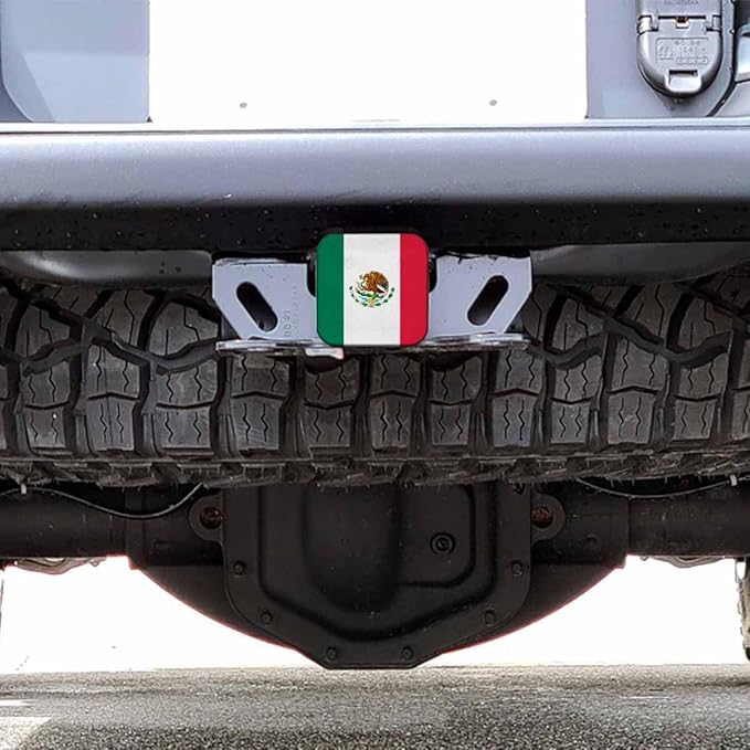 Mexico Flag Trailer Hitch Covers for Trucks Cars, Mexican National Flag Rubber Tow Trailer Hitch Cover Plug Insert Receiver Tube Hitch Cover Cap for Men Women