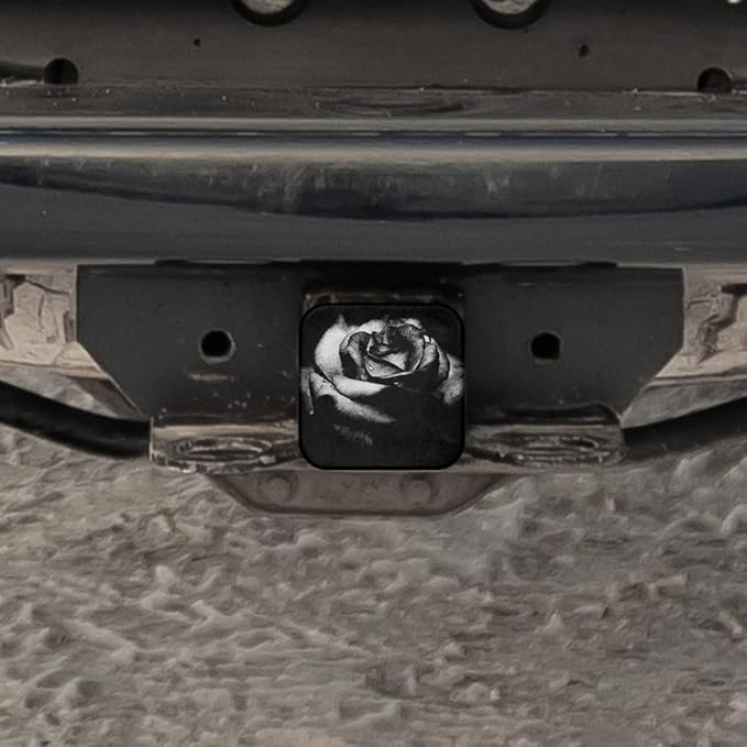 Swono Rose Trailer Hitch Cover Retro Bouquet Water Drop Black Rose Flowers Hitch Cover Plug Tow Hitch Cover Compatible with Most Auto Cars Trucks for 2 Inch Receivers