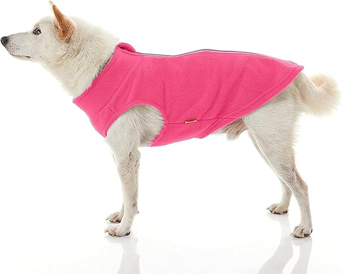 Gooby Zip Up Fleece Dog Sweater - Pink, 2X-Large - Warm Pullover Step-in Jacket With Dual D Ring Leash - Winter Small and Medium Dogs Clothes for Boys