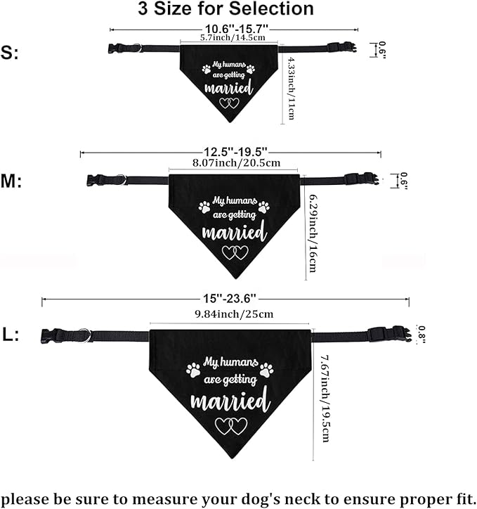 My Humans are Getting Married Dog Wedding Bandana Collar, Adjustable Engagement Pet Bandana with Quick Release Buckle & D-Ring for Dogs & Cats