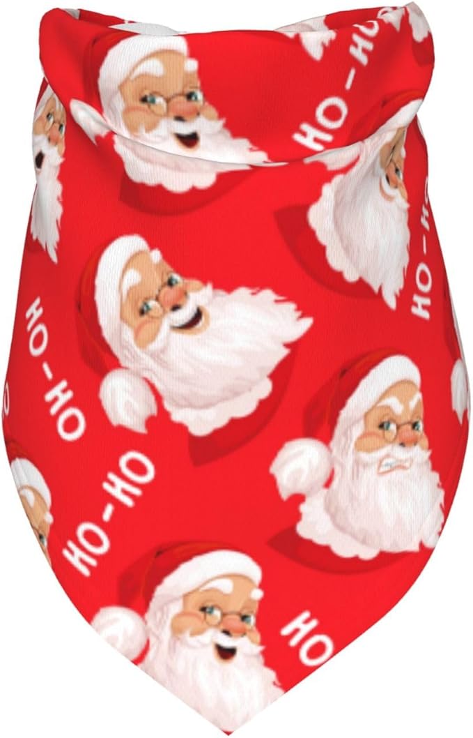Merry Christmas Santa Claus Cute Dog Bandana Scarf Triangle Bibs Pet Accessories Cat Kerchief White23 One Size