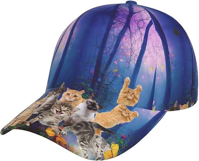 Cute Cat Cap Cat Baseball Cap Cat Sun Hat Adjustable Cap Cute Hat Trucker Hat Cap for Women Men