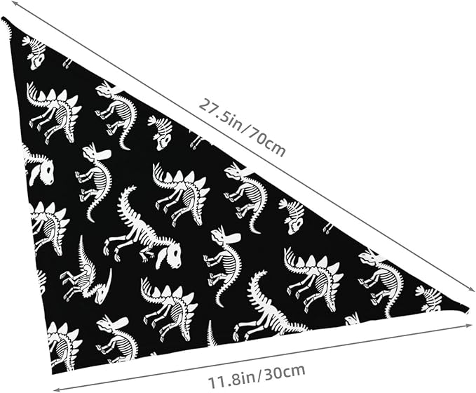 Dinosaur Skeleton Fossil Primitive Halloween Dog Bandana Scarf Triangle Bibs Pet Accessories Cat Kerchief