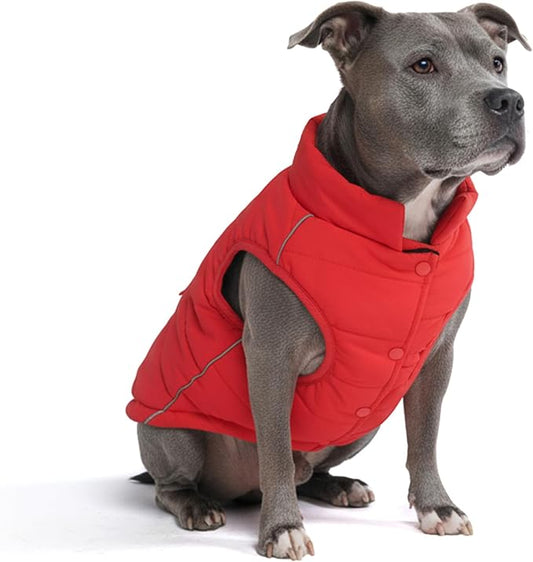 Spark Paws Dog Winter Jacket, Water-Resistant Coat, Warm Reflective Windproof Fleece-Interior, for Medium and Large Dogs - Red - 2XL