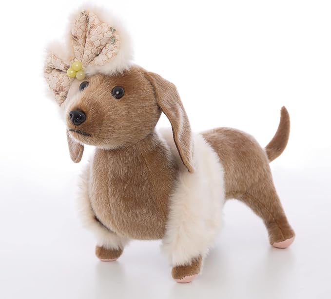 CU-MATE 13-Inch Dachshund Dog Stuffed Animal - Lifelike & Realistic Plush Toy Puppy Dog Standing Present Gift with Bow Tie