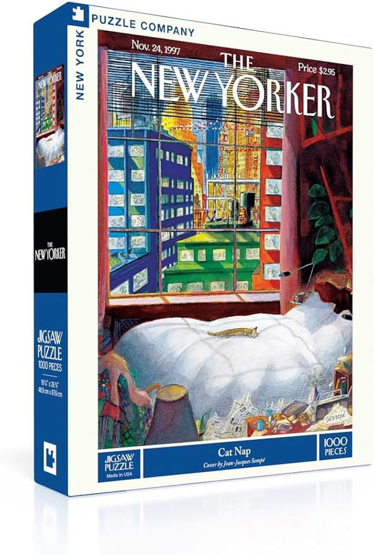 New York Puzzle Company - New Yorker Cat Nap - 1000 Piece Jigsaw Puzzle for Adults by Jean-Jacques Sempé