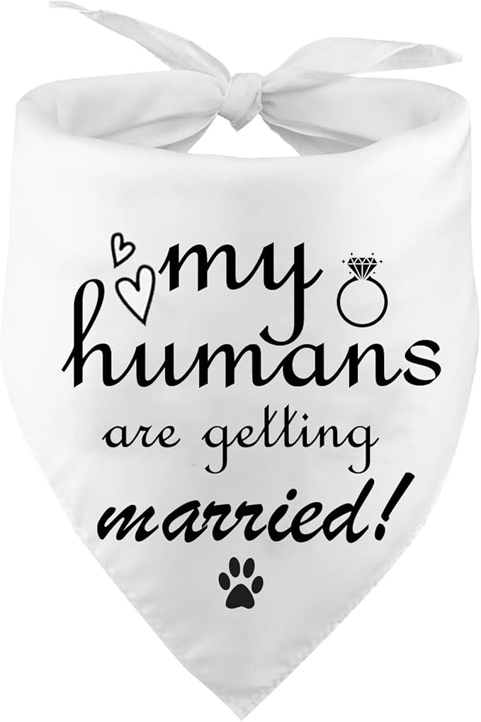 Engagement Gift, My Humans are Getting Married Dog Bandana, Wedding Photo Prop, Pet Scarf, Dog Engagement Announcement, Pet Accessories, Bridal Shower Gift (Black)