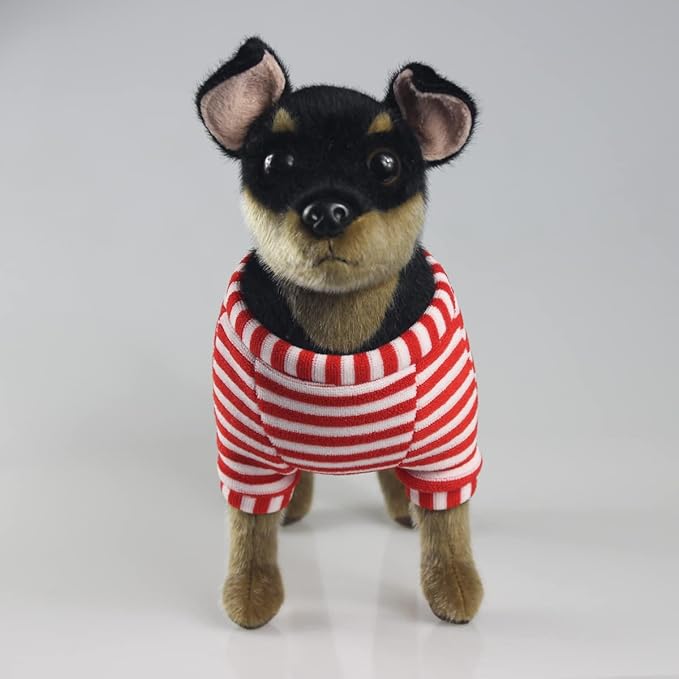 CU-MATE 10 inch Doberman Pinscher Dog Stuffed Animal - Black and Tan Lifelike & Realistic Plush Toy Puppy Dog Standing Present Gift
