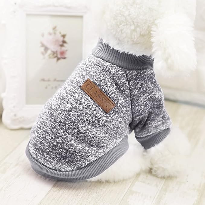 Idepet Pet Dog Classic Sweater, Fleece Coat for Small,Medium Dog,Warm Pet Dog Cat Clothes,Soft Puppy Customes 2 Color (XS, Grey)