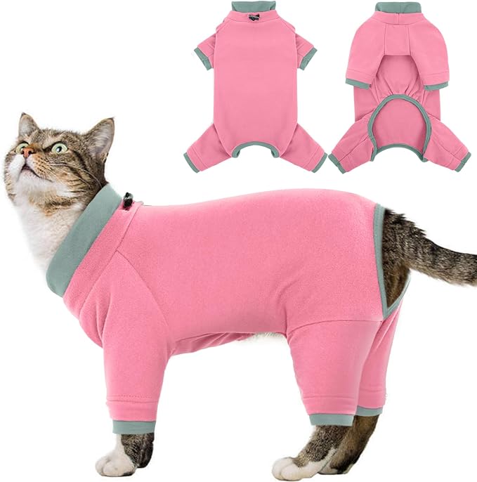 Sticky Cat Clothes Stretchy, Sphynx Hairless Sweater & Pajamas for Cats only, Soft Cat Onesie for Cats After Surgery Female Male & Hair Loss Prevention, Pink M