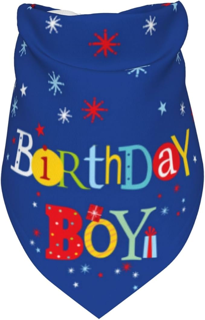 Happy Birthday Boy Dog Bandana Scarf Triangle Bibs Pet Accessories Cat Kerchief