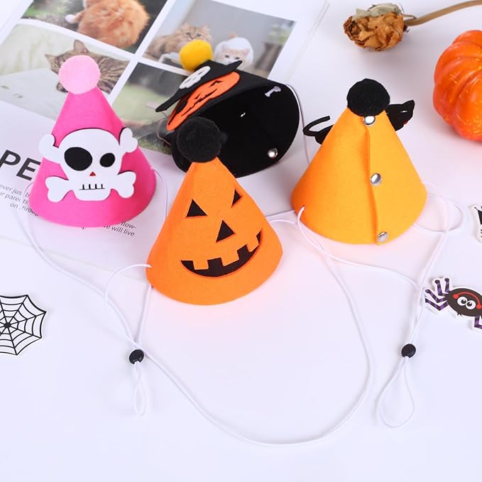 10 Pcs Halloween Dogs Hats Cute Ghost Cats Party Pet Pumpkin Set Puppies Kittens Grooming Accessories Halloween Costumes.