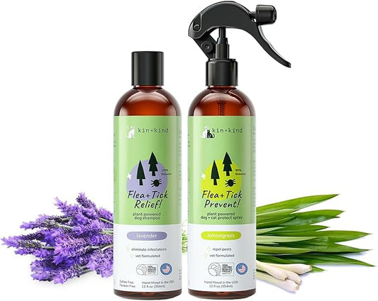 Flea Tick Protection Kit (Lavender Shampoo - Lemongrass Spray)