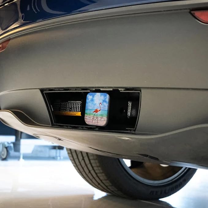 Swono Flamingo Trailer Hitch Covers - Tropical Pink Bird, 2 Inch, Soft Rubber for Trucks SUVs Jeeps