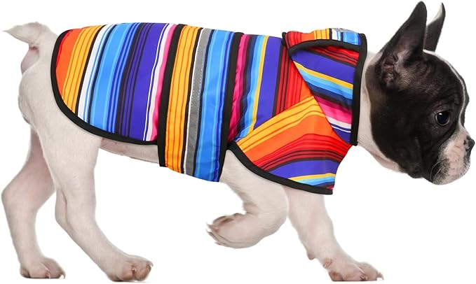 HDE Dog Raincoat Jacket Reflective Adjustable Hooded Pet Poncho Rain Coat with Leash Hole for Small to X-Large Dogs Baja Stripes - S
