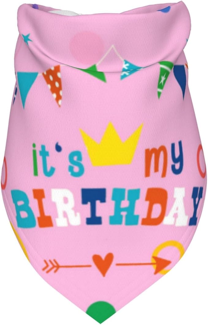 It's My Birthday Pink Dog Bandana Scarf Triangle Bibs Pet Accessories Cat Kerchief