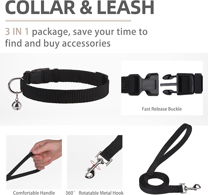 PUPTECK Adjustable Dog Harness Collar and Leash Set Step in No Pull Pet Harness for Small Medium Dogs Puppy and Cats Outdoor Walking Running, Soft Mesh Padded Reflective Vest Harnesses