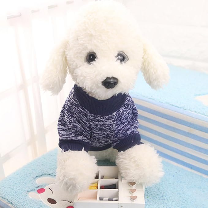 Idepet Pet Dog Classic Knitwear Sweater, Soft Fleece Coat for Small,Medium Dog,Warm Pet Dog Cat Clothes,Soft Puppy Customes 2 Color (S, Navy)