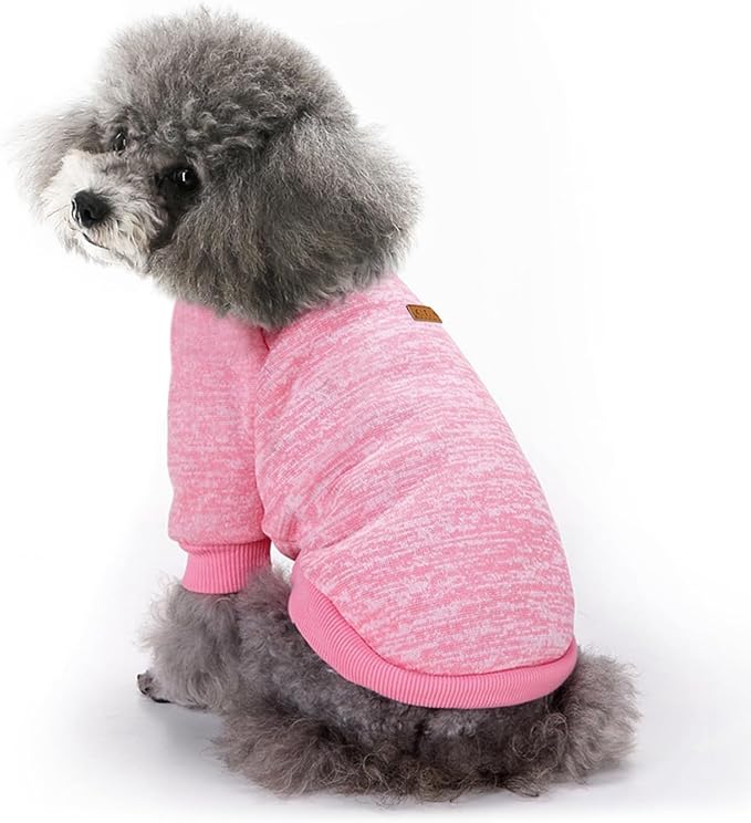 2 Pieces Pet Dog Classic Knitwear Sweater, Fleece Coat for Small,Medium Dogs,Warm Pet Dog Cat Clothes,Soft Puppy Customes for Chihuahua Yorkshire Tzu (Pink Purple,L)