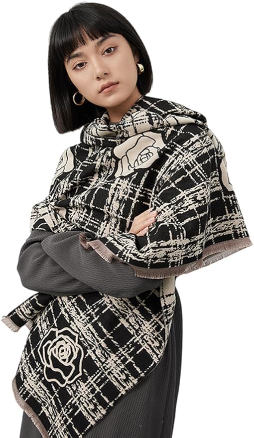 Jeelow Womens Pashmina Shawl Wrap Scarf - Elegant Dressy Evening Poncho Cape for Formal and Wedding Outfits