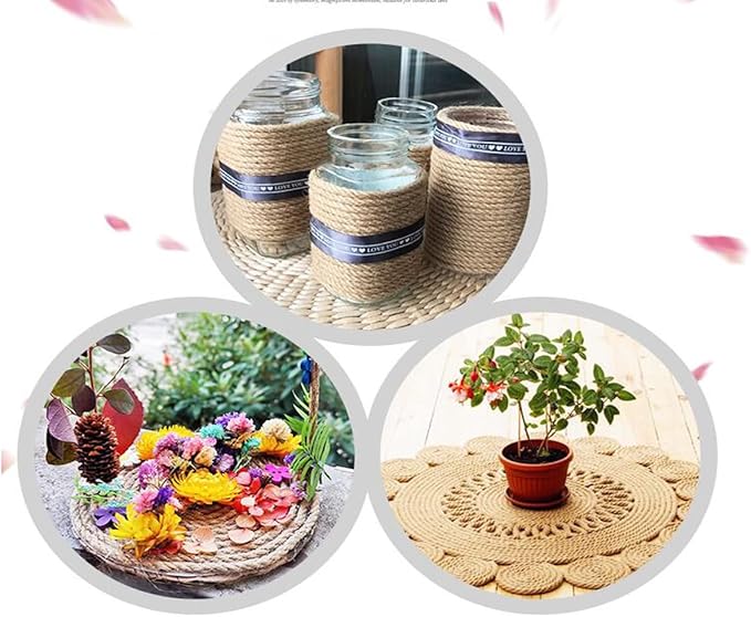 1/5 in (5 mm) X 164 Ft (50 Meters) Natural Sisal Hemp Rope Heavy Duty Thick Twine for Cat Scratcher Post Tree, Garden, Binding, Crafts Packing Material