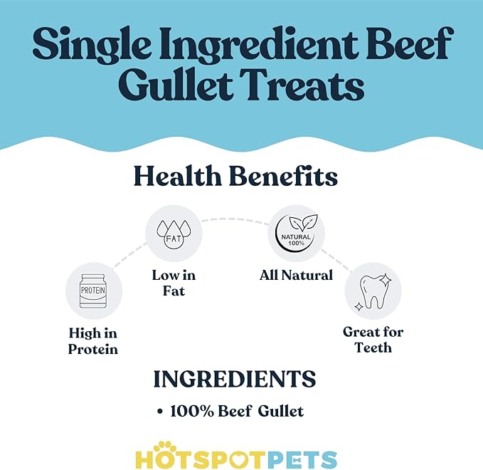 hotspot pets All-Natural Braided Beef Gullet Sticks (5 Pack) Grass-Fed, 6'' Braided Esophagus Jerky Treats - Rich in Glucosamine & Chondroitin for Joint Health – Rawhide-Free Dog Chews