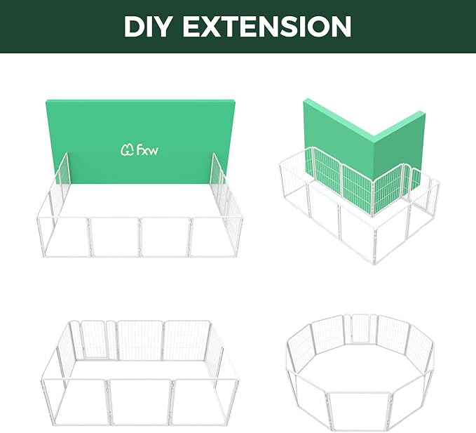 FXW Pawadise Acrylic & Wire Mesh Indoor Dog Playpen, Heavy Duty 24 Inch 10 Panels Metal Dog Pen for Puppy and Small Dogs, White│Patented
