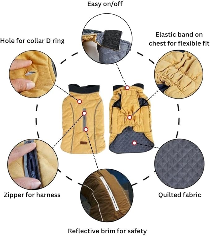 Winter Coat Warm Jacket for Dogs Cats Pets Cold Weather with Reflective Brim (XX-Large, Blue)