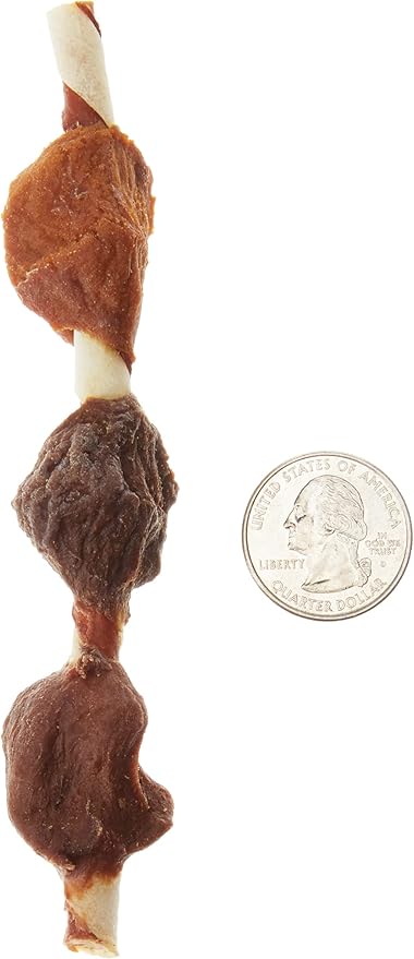 Amazon Brand - Wonder Bound Triple Flavor Chicken Rawhide Kabobs for Dogs, 12 oz., Pack of 18