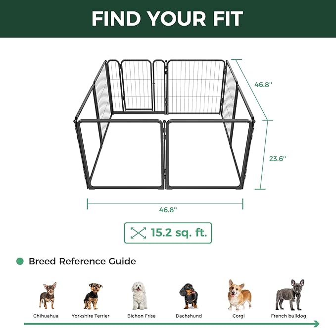 FXW Pawadise Acrylic & Wire Mesh Indoor Dog Playpen, Heavy Duty 24 Inch 8 Panels Metal Dog Pen for Puppy and Small Dogs, Black│Patented