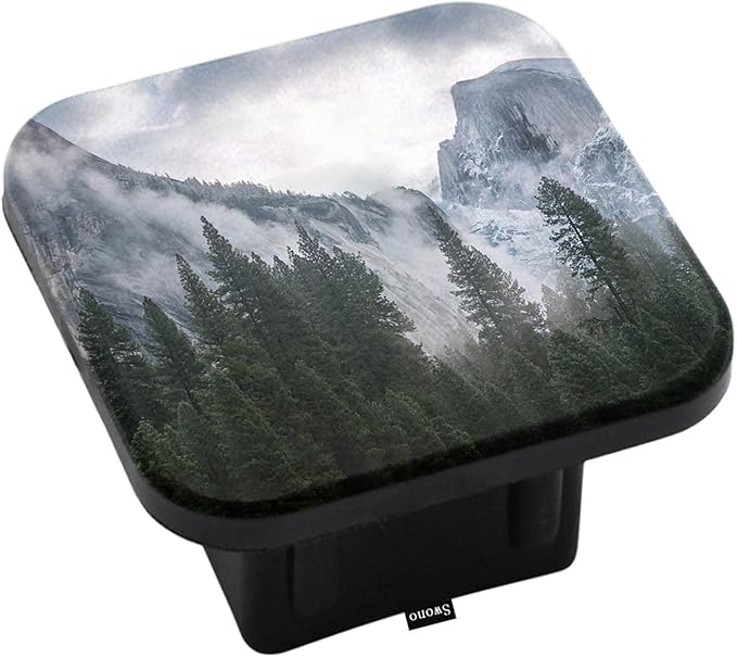 Swono Fir Trees Hitch Tube Cover 2 Inch,Winter Snowy Jungle Wood Fir Mountains Anti-Loss Rubber Receiver Tube Hitch Plug Car Exterior Accessories Fits for Pickup Trucks and Cars