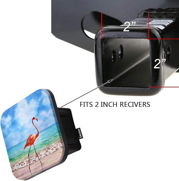 Swono Flamingo Trailer Hitch Covers - Tropical Pink Bird, 2 Inch, Soft Rubber for Trucks SUVs Jeeps