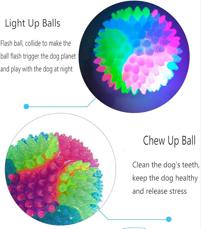 FineInno 4 pcs Light Up Dog Balls,Flashing Elastic Ball,Glow Ball,Glow in The Dark Interactive Pet Toys for Aggressive Chewers,Puppy, Cats, Dogs