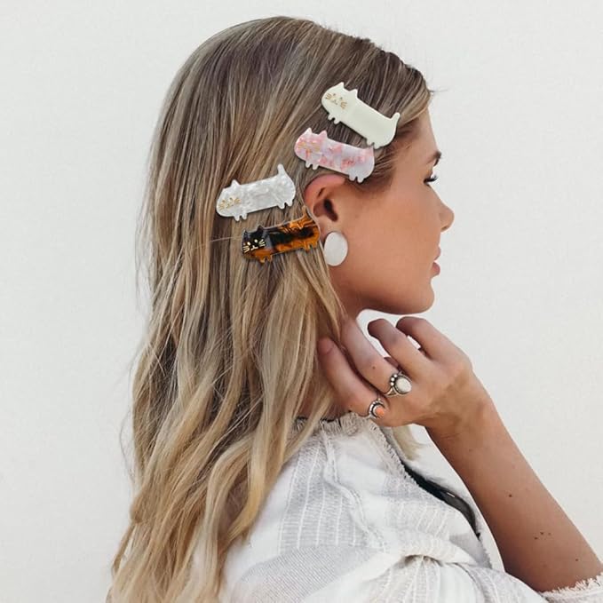 12 Pack Cat Hair Clips for Girls Thin Hair Cute Small Duckbill Clip Barrettes Birthday Party Hairpins Fashion Cat Hair Styling Accessories for Women Girls (6 Styles)