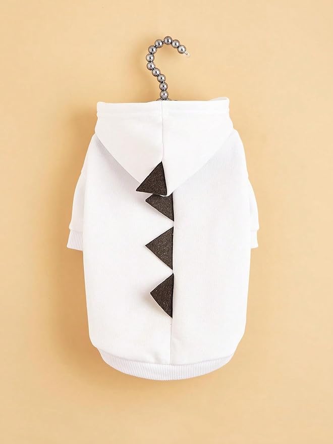 QWINEE Dinosaur Dog Hoodie Dog Warm Jacket Christmas Halloween Dog Costume Dog Clothes for Puppy Kitten Small Medium Dogs Cats White S