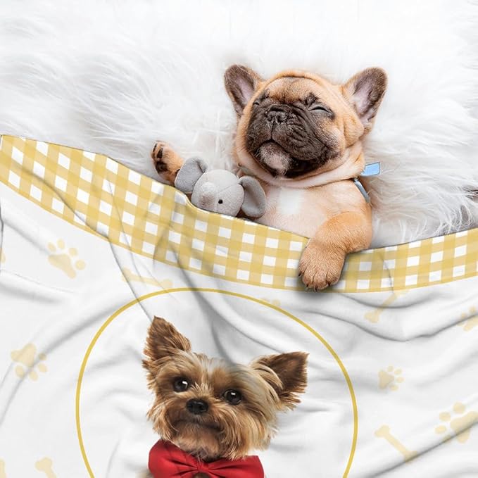 Personalized Pet Blanket,Custom Pet Blanket with Name Photo,Puppy Blanket Gift for Dogs Cats Lovers Mom Dad,Soft Cozy Fleece Throw for Bed Sofa Travel Extra Large 120"x90"