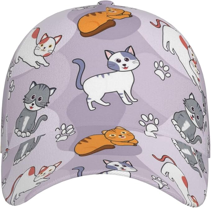 Cute Funny Cat Baseball Cap for Women Men Adjustable Animal Cat Snapback Baseball Hats