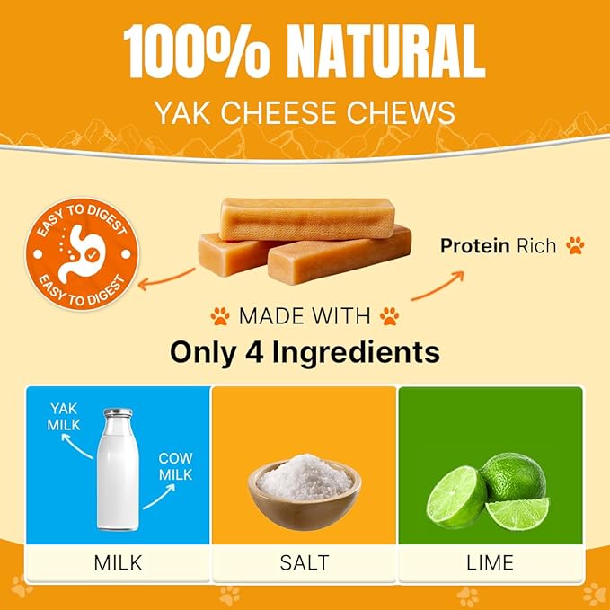 Tibetan Dog Chew Yak Cheese Sticks - Natural Treats for Extra Large Dogs, Long-Lasting, Easy Digest, Perfect for Aggressive Chewers, Grain and Gluten-Free, 2 Durable Chews