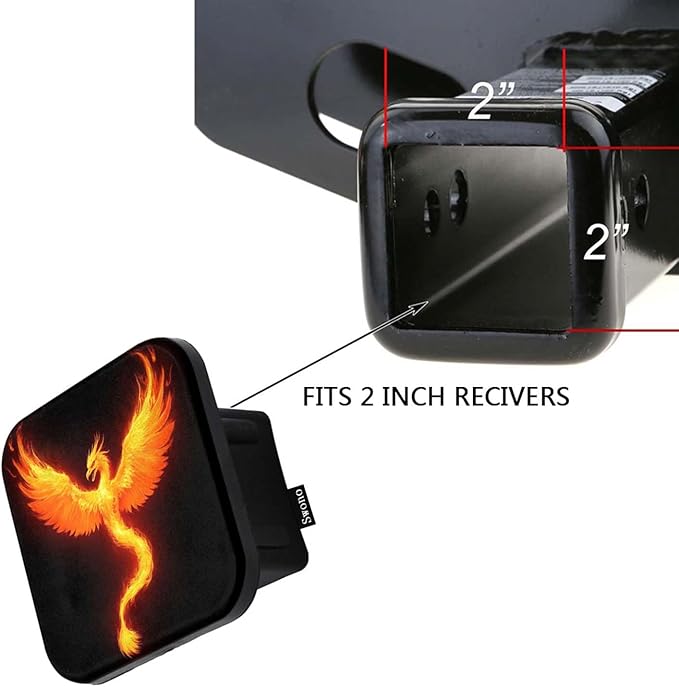 Swono Fire Dragon Rubber Hitch Tube Cover Fairy Animal Flame Dragon Wings Soft Rubber Protects Hitch Tube Rear Trailer Hitch Cover Universal Fits 2" Receivers for Men Women