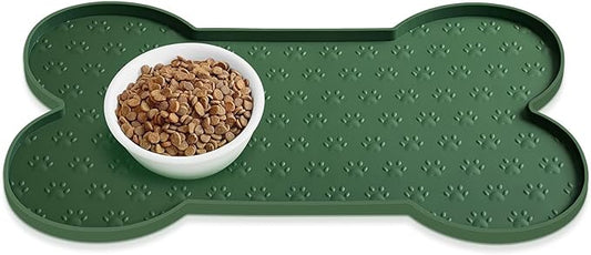 Dog Food Mat Anti-Slip Silicone Dog Bowl Mat Thicker Pet Placemat Waterproof Cat Feeder Pad with Raised Edge Puppy Kitten Feeding Mats Suitable Small Medium-Sized Dogs Cats Eating Tray