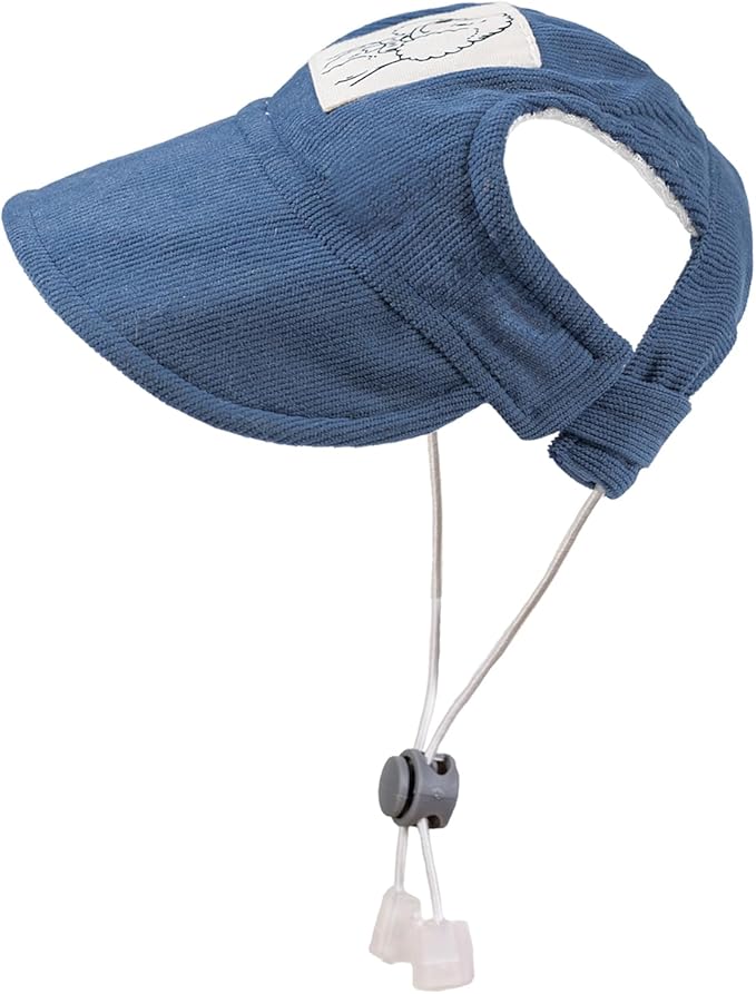 Pet Dog Baseball Cap, Cat Hat, Cat Dog Sun Cap with Ear Holes, Adjustable Puppy Outdoor Sun Hat (Blue, X-Small)