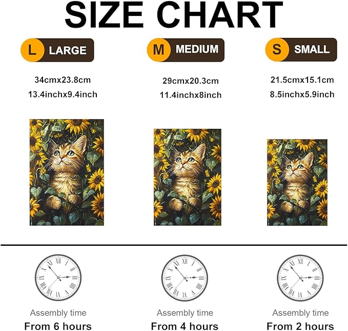 KAAYEE Wooden Puzzles for Adults, Sunflower and Cat 190 Piece Unique Animal Shape Puzzle, Cat Wood Puzzle for Adults, Creative Gifts for Friends/Family, Home Decor(11.4 * 8in)