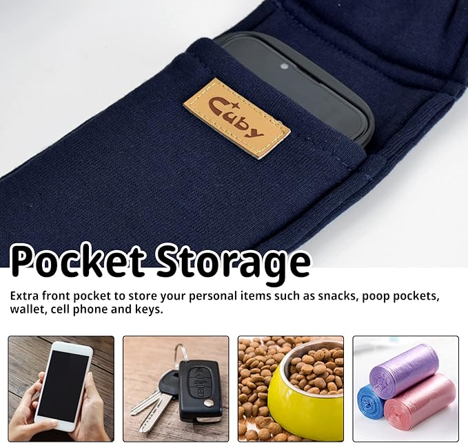 CUBY Dog and Cat Sling Carrier, Hands Free Reversible Pet Papoose Bag, Soft Pouch Adjustable, Suitable for Puppy Cats for Outdoor Travel (Blue, M-Adjustable Strap)