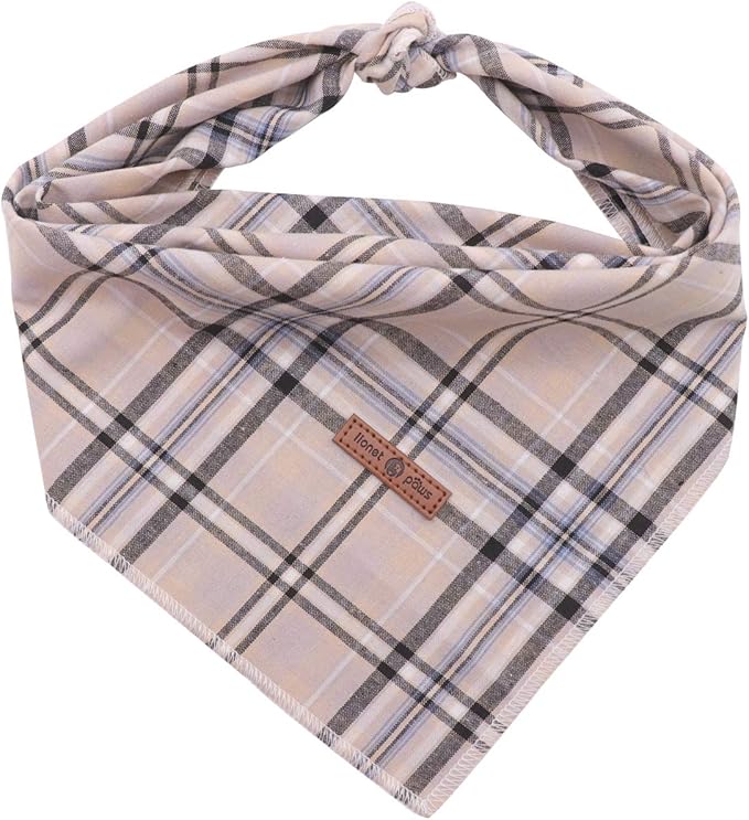 Lionet Paws Dog Bandana Washable Cotton Handkerchief Scarf Triangle Bandana for Small Medium Large Dogs Grey
