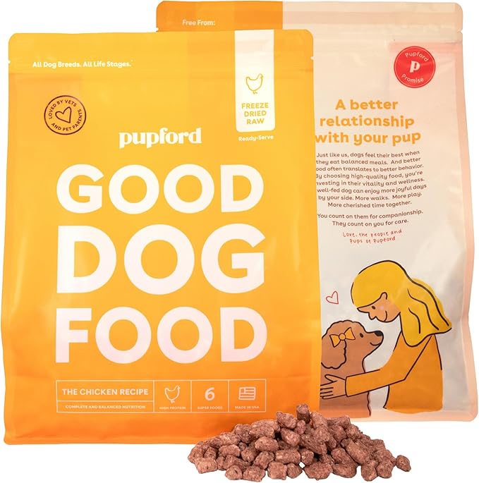 Pupford Good Dog Food, Freeze-Dried Raw, High-Protein, Superfood Ingredients, Vet-Approved, No Fillers or Artificial Additives (Chicken Recipe, 16 oz)