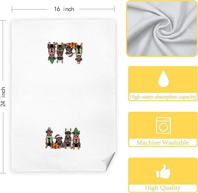 Rottweiler Christmas Kitchen Towels, Dog Lovers Gifts - 1624 in Decorative Towels
