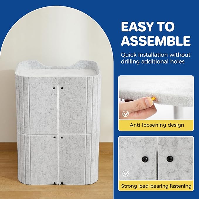 Cat House for Indoor Cats Cat Bed Cave 2-Storey Cats Condo with Cozy Felt Covered Hideaway for Multiple Pets Light Gray